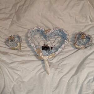 Heart-Shaped Wicker Baskets with Ribbon